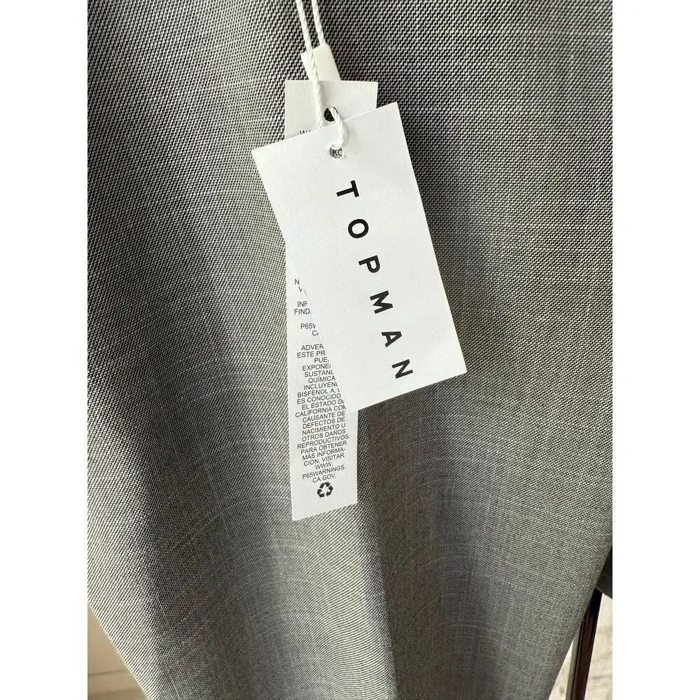 Topman Men's Gray Slim Fit Trousers Size 32